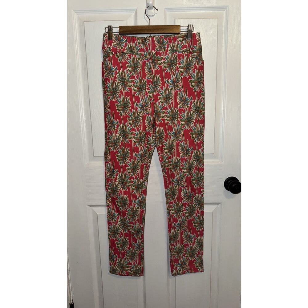 Jean-Pierre Klifa Women’s Pull On High Waisted Pants Palm‎ Print Pink Size L